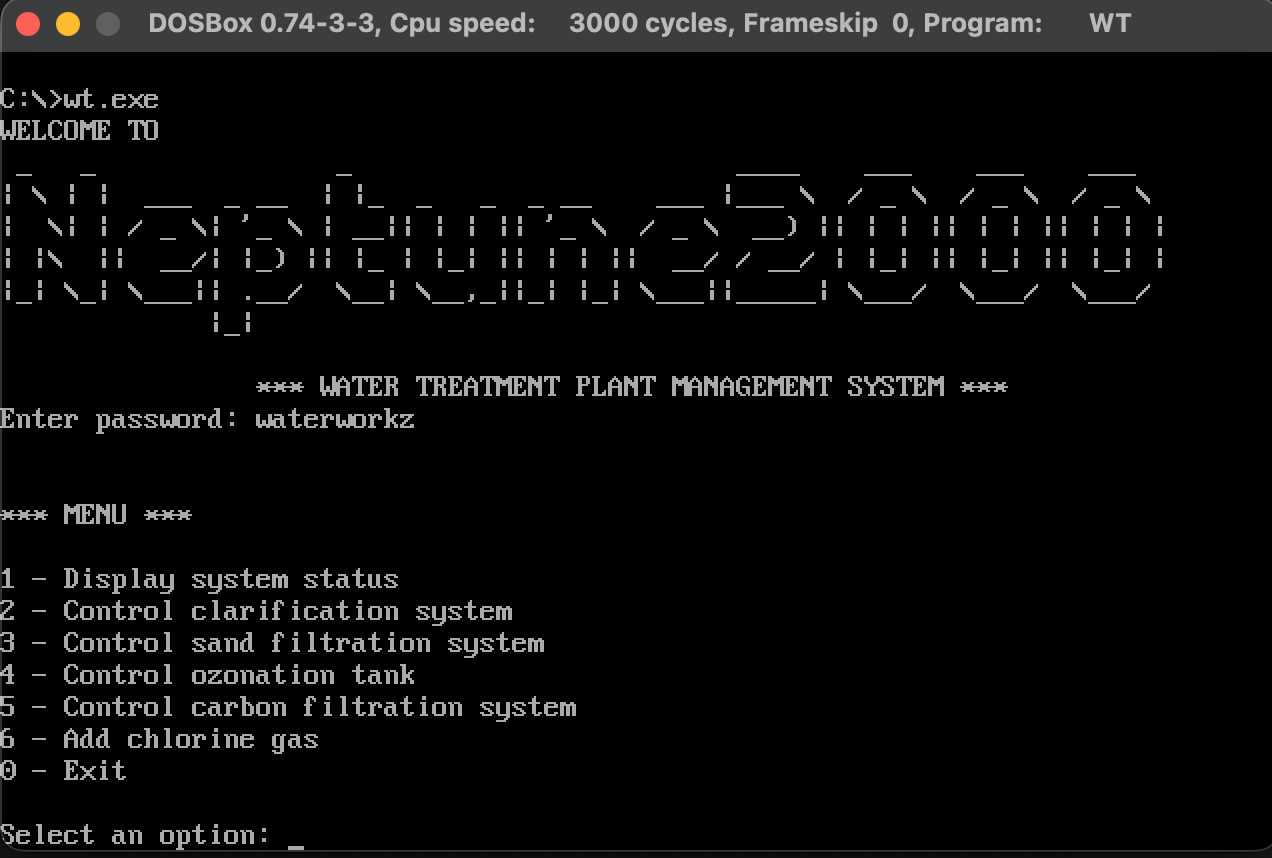 Menu options after entering the recovered password (Flag 2)